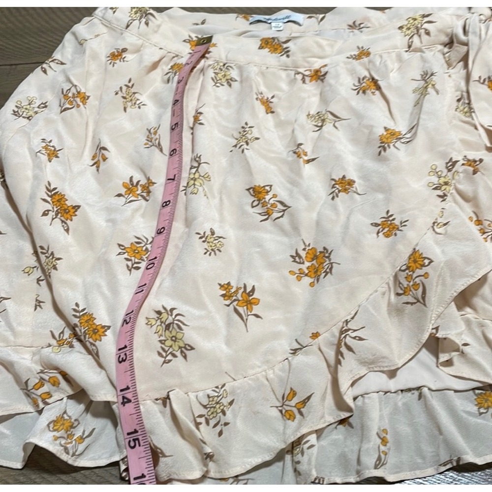 Madewell Meadow Floral Silk Wrap Mini Skirt Cream Orange 10 - Picture 7 of 7